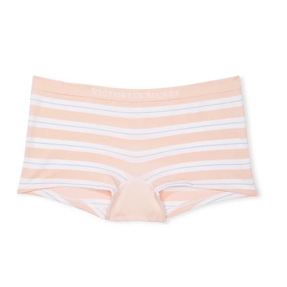 Victoria's Secret Seamless Boyshort Panty Purest Pink Stripe Small NEW - Picture 2 of 6